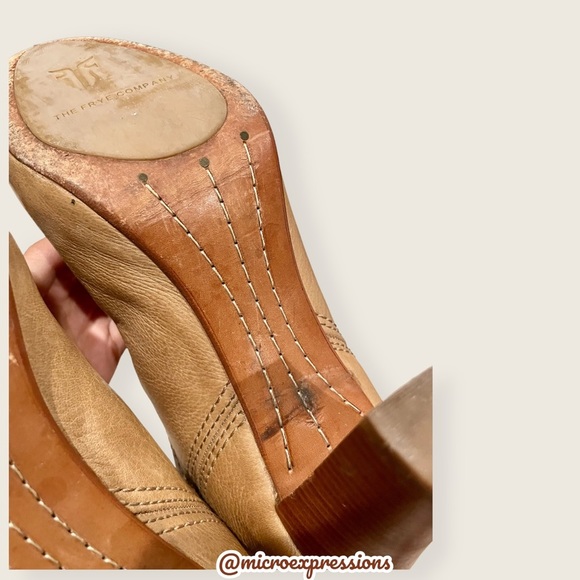 $399 Frye Miranda Back Zip Tan Distressed Heeled Fold Over Knee High Tall Boot - Picture 9 of 12